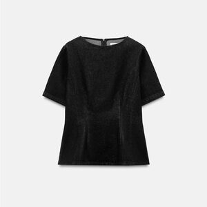 Elegant Black Denim Peplum Top